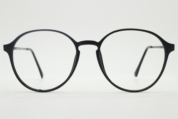 80s vintage black round eye glasses. Slightly ove… - image 2