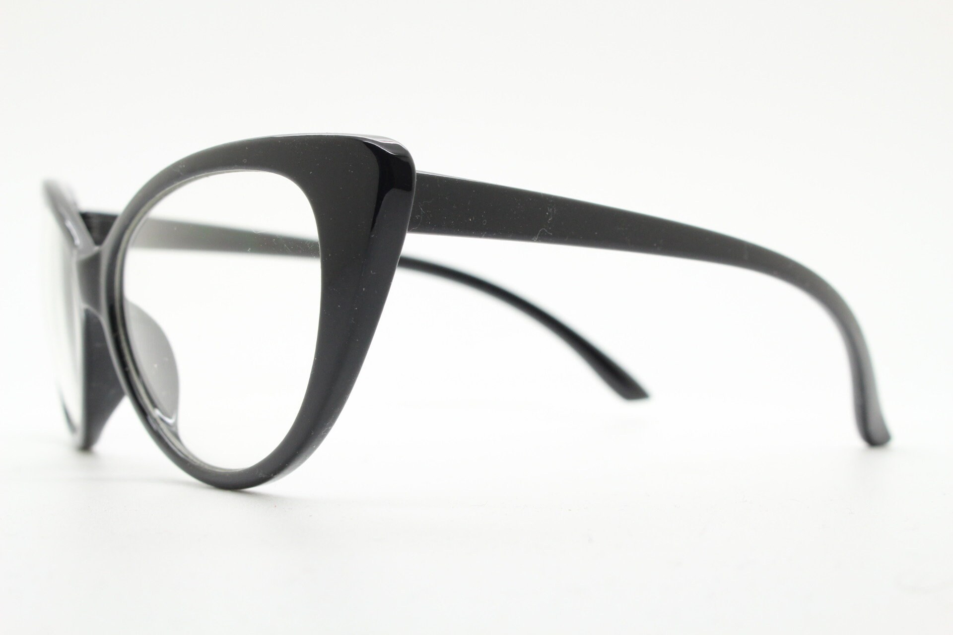 Pointed Cat Eye Glasses. Vintage Black Clear Lens Optical Pointed Cat Eye Glasses. Vintage Black Clear Lens Optical