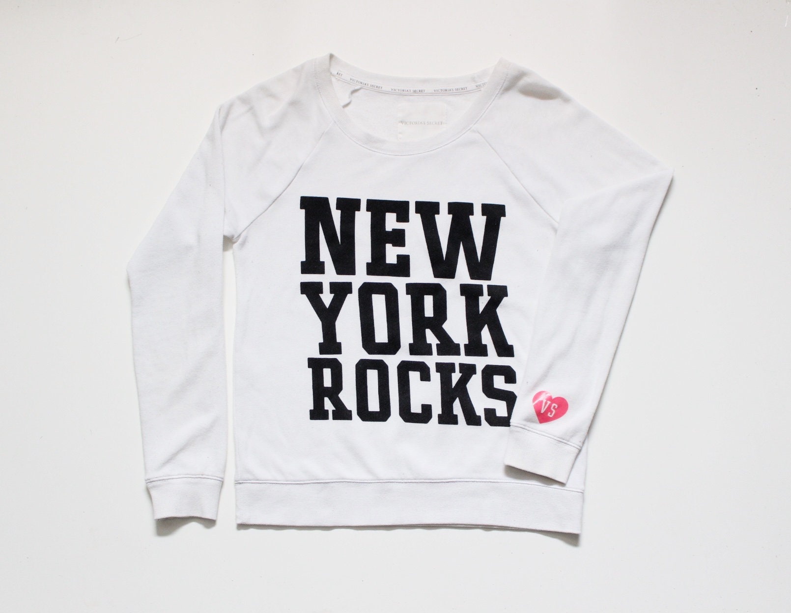 Victorias Secret White Sweatshirt. new York Rocks Print on Long