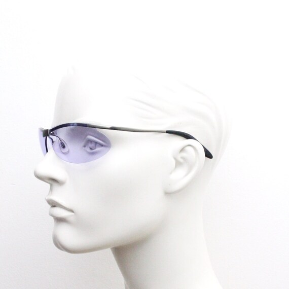 Y2K vintage sport shield sunglasses. 2000's half fram… Gem