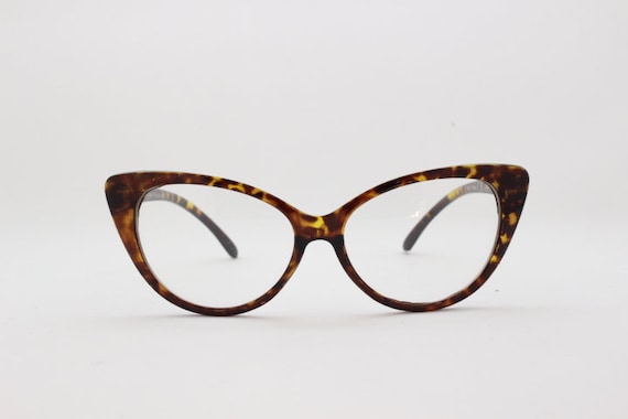 Cat Eye Glasses Frame Y2k Vintage Leopard Candy Color Clear Lens