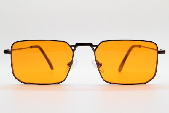 QUAY // ltd ed retro inspired rectangular frame orange lens throwback sunglasses Vintage Orange Rectangular Sunglasses: 90s Retro Style - Etsy main image 3