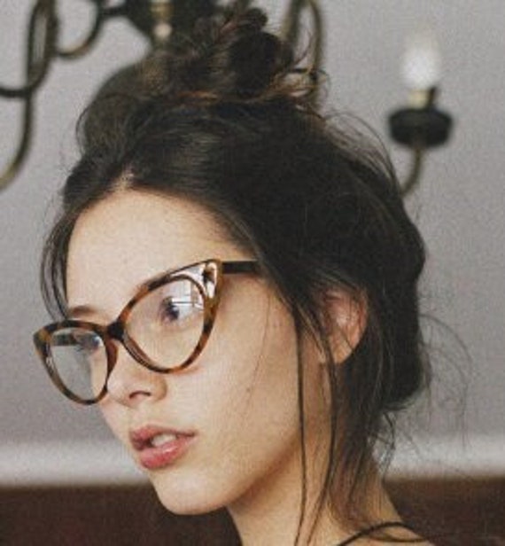 Pointed Cat Eye Glasses. Vintage Black Clear Lens Optical Pointed Cat Eye Glasses. Vintage Black Clear Lens Optical
