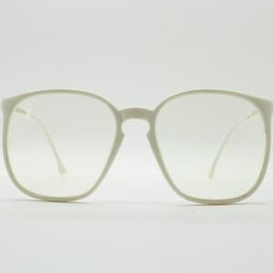 80s vintage oversized square eye glasses made in Italy. Ice white fashion grail optical frames with clear lenses Prescription eyeglasses. RX