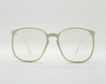80er Jahre Vintage Oversized Eckige Brille Made in Italy. Ice white fashion Gral optische Rahmen mit klaren Gläsern Korrektionsbrillen. RX