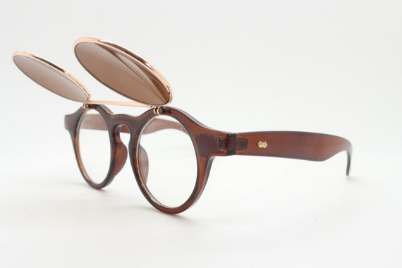 Vintage 90s round flipper sunglasses. 30s style b… - image 7