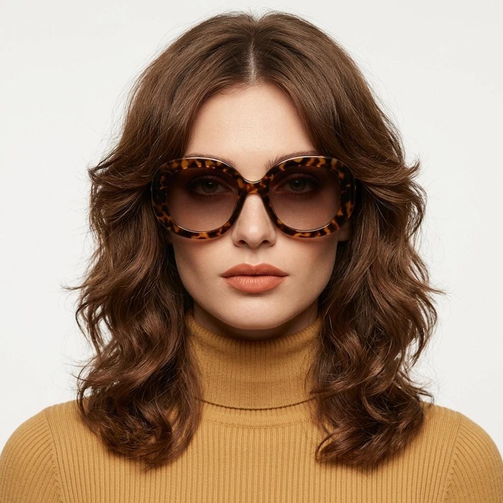 Y2k Vintage Oversized Round Sunglasses. Thick Framed Women display picture 3