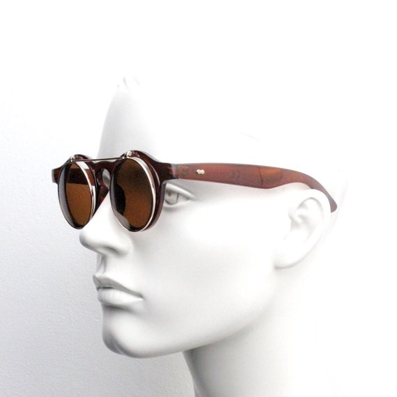 Vintage 90s round flipper sunglasses. 30s style b… - image 4
