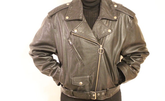 Buy 80s Vintage Black Motorcycle Jacket With Hand Painted