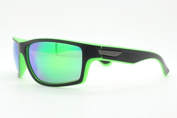 Y2K vintage visor sports shield sunglasses. Green… - image 5