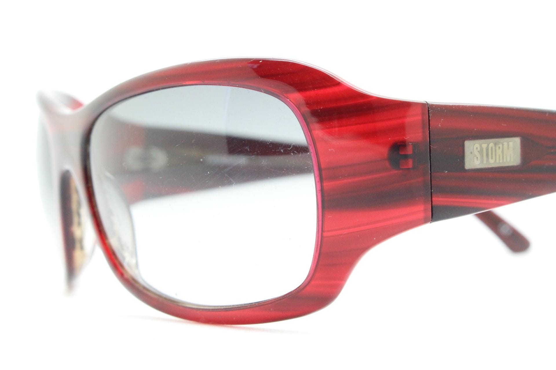 Y2k Vintage Wrap Around Large Bug Eye Sunglasses. Curved Red  display picture 1