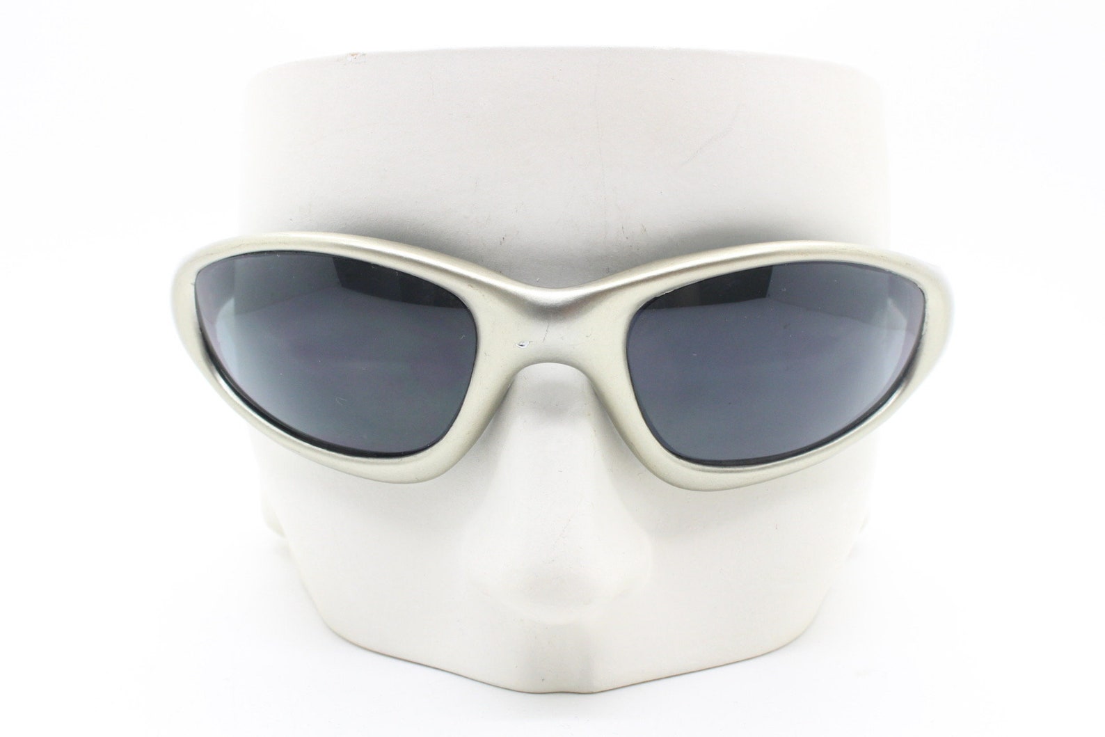 Y2K vintage visor sunglasses. Metallic silver superhero style Etsy