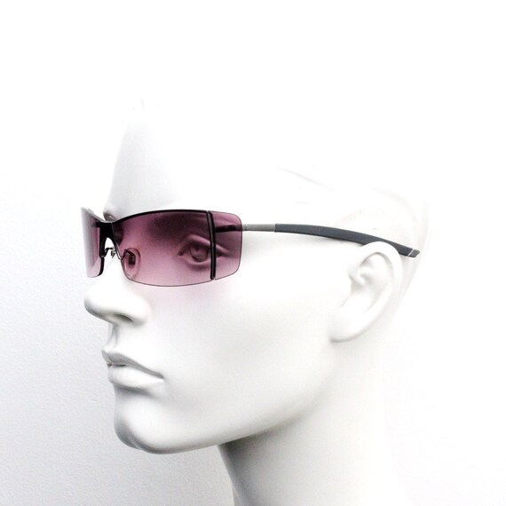 Y2K vintage visor sunglasses. Frameless 2000's pink w… Gem