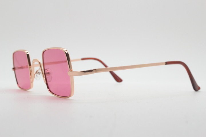 90s Vintage Small Square Sunglasses. Imposing Minimal Gold  display picture 1
