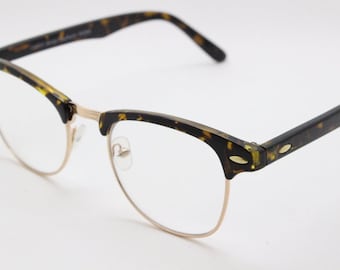 90s Vintage Half Frame Tortoise Browline Eyeglasses in a