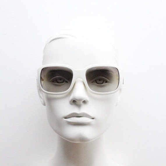 Versace Y2k Vintage Wrap Around Bug Eye Sunglasses. Curving White