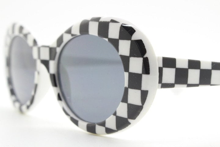 Checkerboard Oval Sunglasses - Black & Cream Amazon.com: GIFIORE Oval Sunglasses for Women Men Retro  main image 2