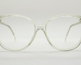 80s Vintage Oversized Round Cat Eye Transparent Clear