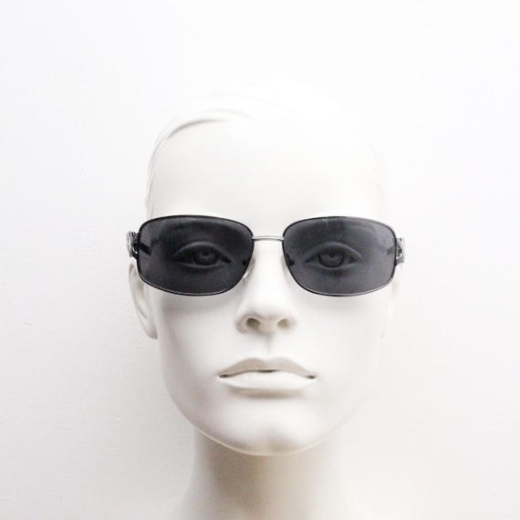 2000s vintage rectangular bug eye sunglasses. Sol… - image 1