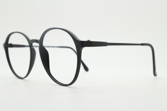 80s vintage black round eye glasses. Slightly ove… - image 4