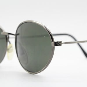 90s vintage metal oval sunglasses. Minimal brushed bronze finish brown frame with plain green lenses. Steampunk. Unused NOS
