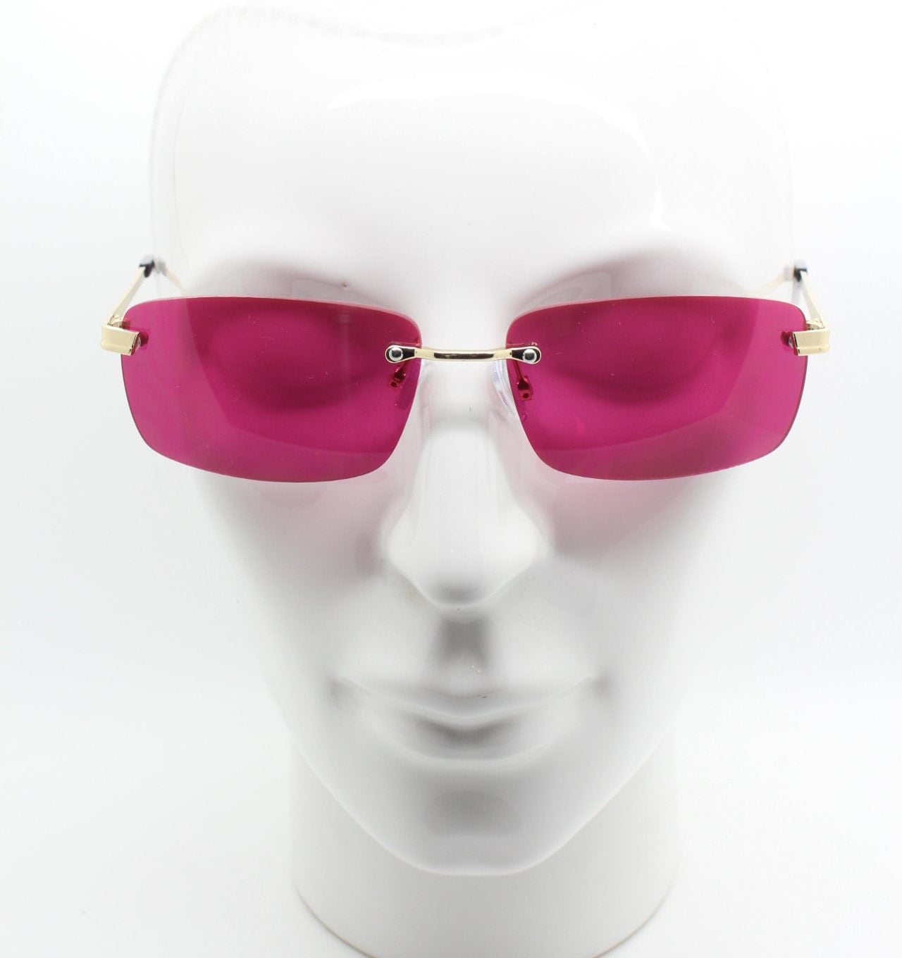 Y2K rhinestone sunglasses with pink lenses and pink arms brand new Oversized Square Pink Rhinestone Sunglasses Plastic Frame  main image 3