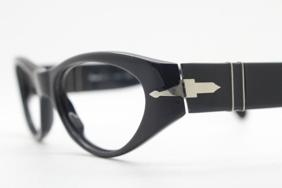 Buy Persol Cropped Cat Eye Plain Black Gloss Chunky Acetate  Optical Frame With Big Prescription RX Spectacles Online  in