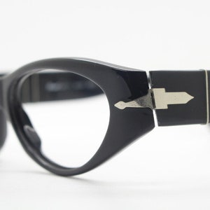 Persol Cropped Cat Eye Glasses. Plain Black Gloss Chunky  display picture 1