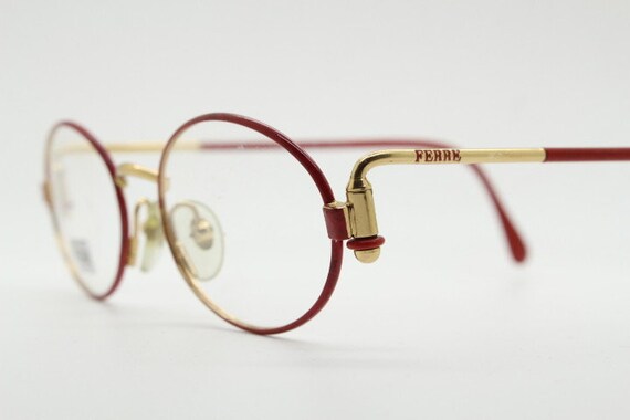 ヴィンテージ/イタリア製/GIANFRANCO FERRE/ Gianfranco Ferre 90s Vintage Oval Eye Glasses Made in Italy. Red