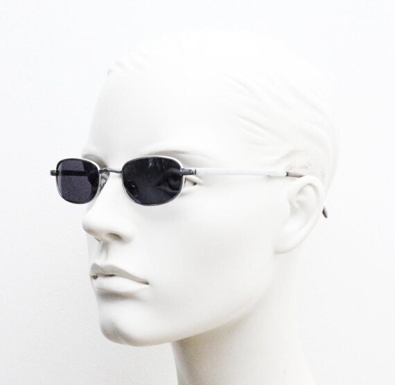 90s micro foldable rectangular sunglasses. Dark g… - image 2