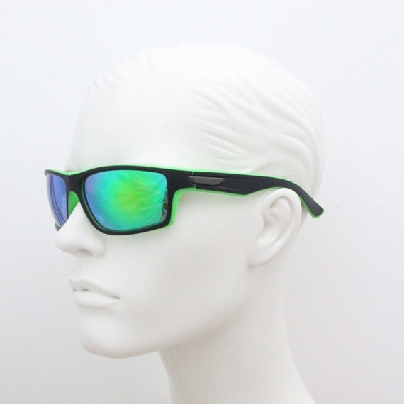 Y2K vintage visor sports shield sunglasses. Green… - image 2