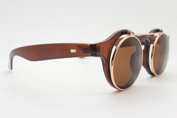 Vintage 90s round flipper sunglasses. 30s style b… - image 10