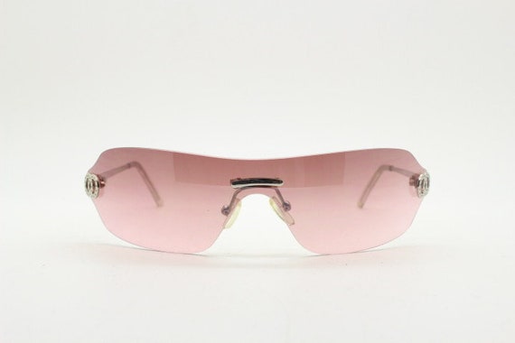 Y2K Vintage Visor Sunglasses. Frameless 2000's Coral Pink 