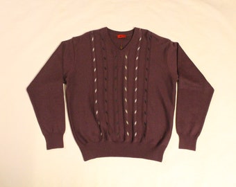 Marrón Jersey Vintage años 80 Ropa Ropa para hombre Jerséis Jerséis Tight Knit Hombre Grande Suéter 