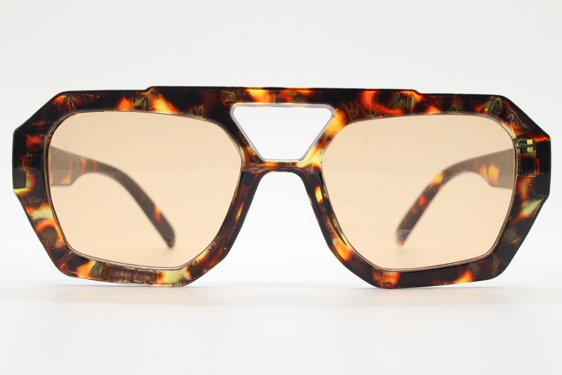 Y2K Vintage Octagon Aviator Sunglasses. Multiple Angled 