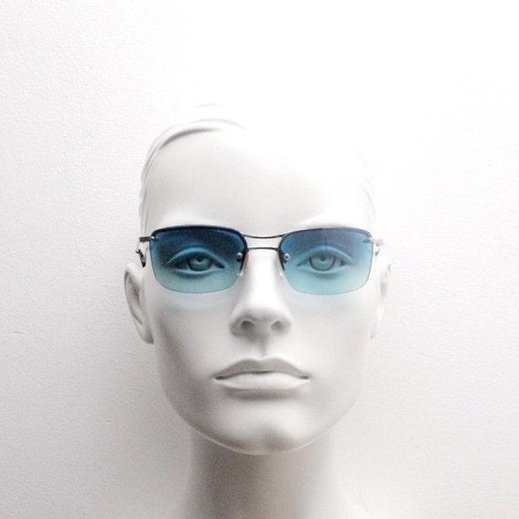 Y2K Vintage Visor Sunglasses. Half Frame Wraparound Shield  display picture 3