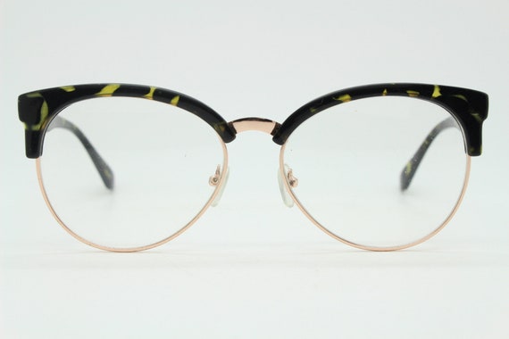 90s vintage modified cat eye glasses. Tortoise br… - image 2