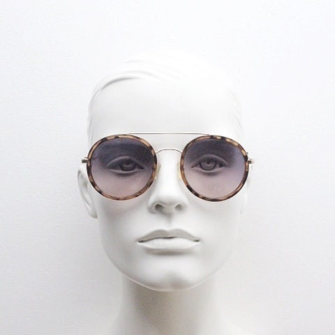 Gafas de sol de aviador redondas vintage Tahari montura de metal dorado con inserciones de tortuga barra superior de doble puente y lentes graduadas Etsy Mexico