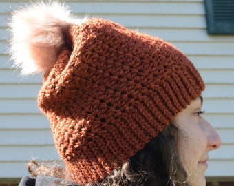 Orange crochet beanie