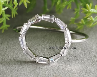 Eternity Round Circle Rings / Circle Outline Halo Ring / Open Circle Diamond Ring / Proposal Ring / Engagement Ring / Circle Band Ring