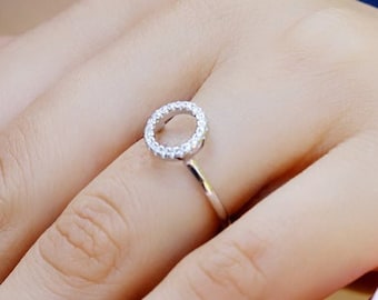 Open Circle Diamond Ring, Circle Ring, Open Round Ring, Girls Favourite Ring, Gift For Her, Minimalist Diamond Ring, Dainty Ring