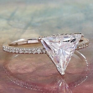 Triangle Cut Rings Triangle Cut Engagement Ring, Bridal Ring, Art Deco Wedding Solid Gold ...