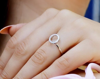 Open Circle Diamond Ring, Circle Ring, Open Circle Ring, Girls Favourite Ring, Gift For Her, Minimalist Diamond Ring, Dainty Ring