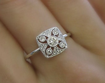 ornate art deco ring /art deco style Engagement Ring/Art Deco Inspired Designer Ring /vintage wedding ring /Art Deco unique collection ring