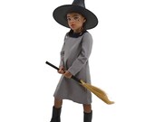 3PC Girls Little Witch Halloween Costumes One-Piece Dress w Hat and broom for Kids