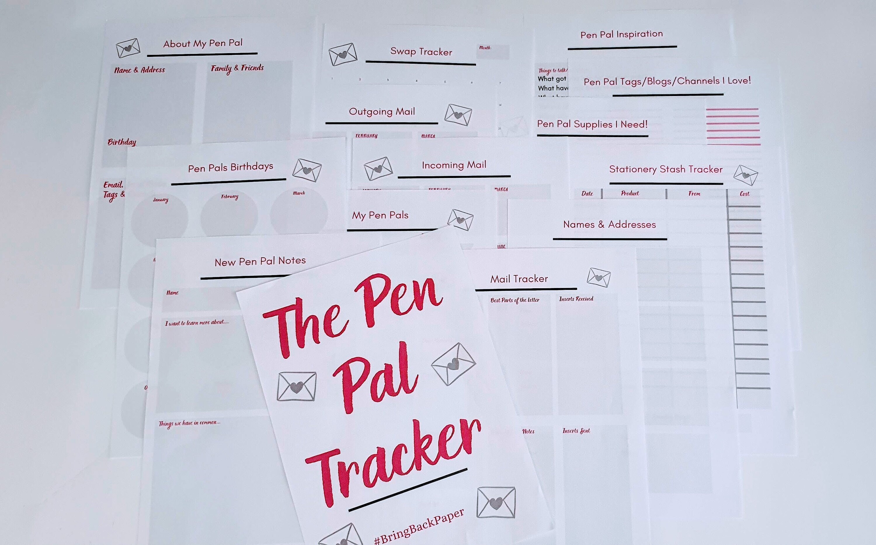 Pen Pal Tracker - Pink