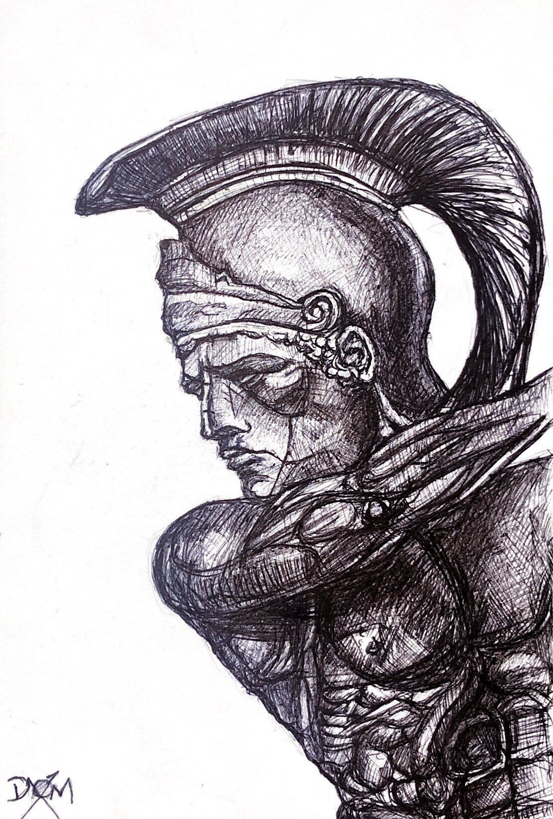 Original ACHILLES Dibujo a pluma del guerrero griego Arte de Etsy España