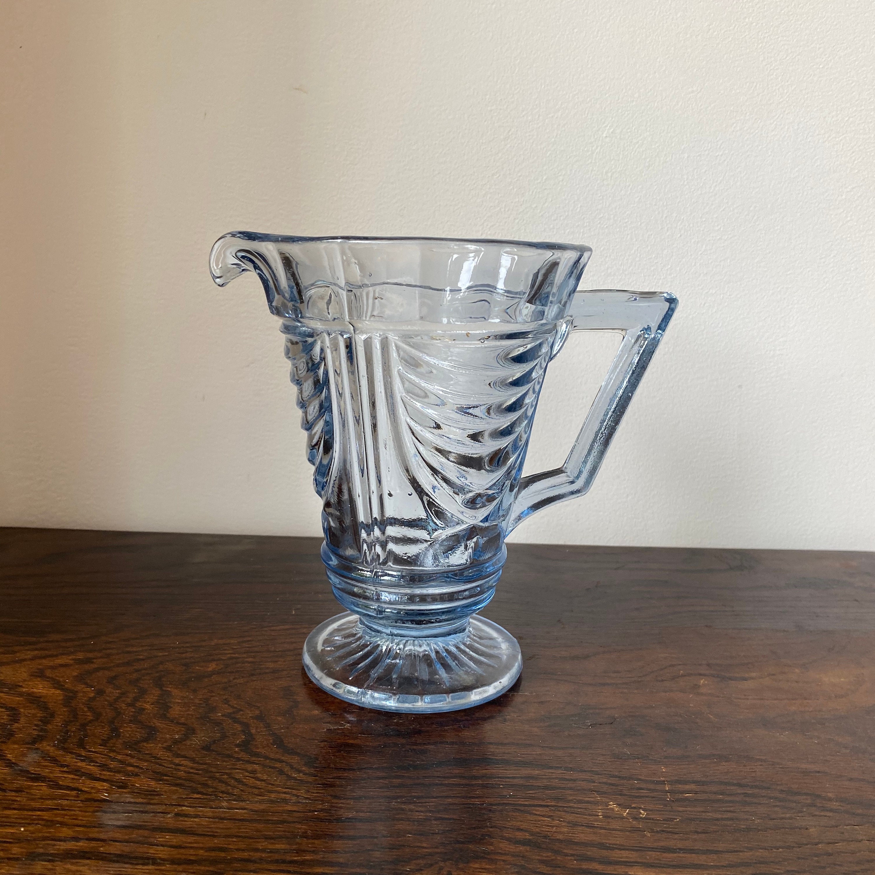 1930s Vintage Blue Glass Pitcher Glass Jug Art Deco Etsy