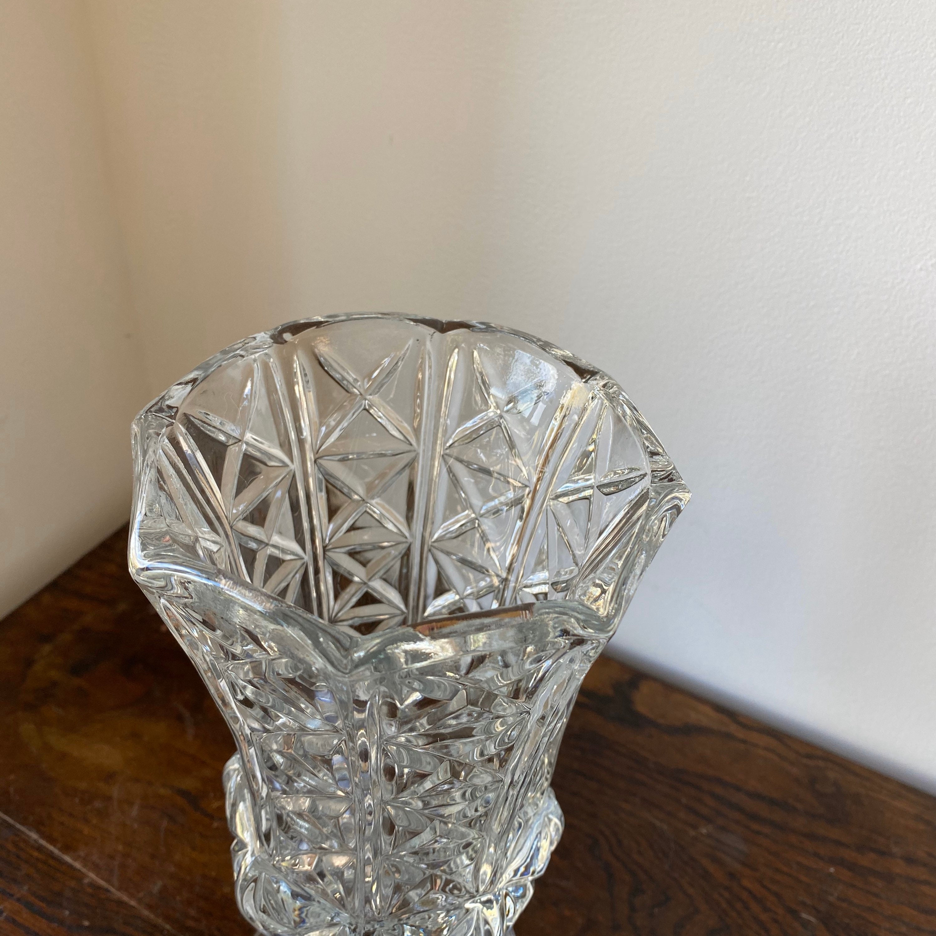 Beautiful Vintage Large Italian Glass Vase cut tall glass vase Etsy