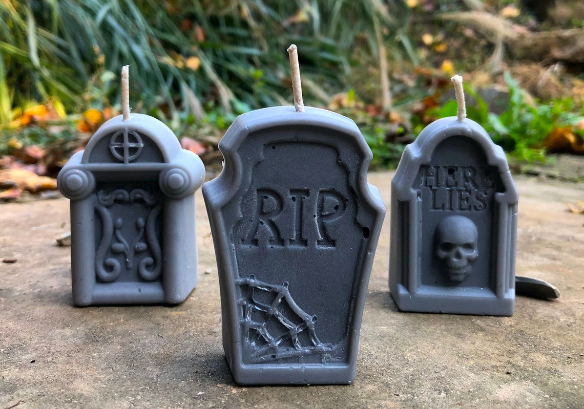 Decorative Grave Stone Candles set of 3 Etsy